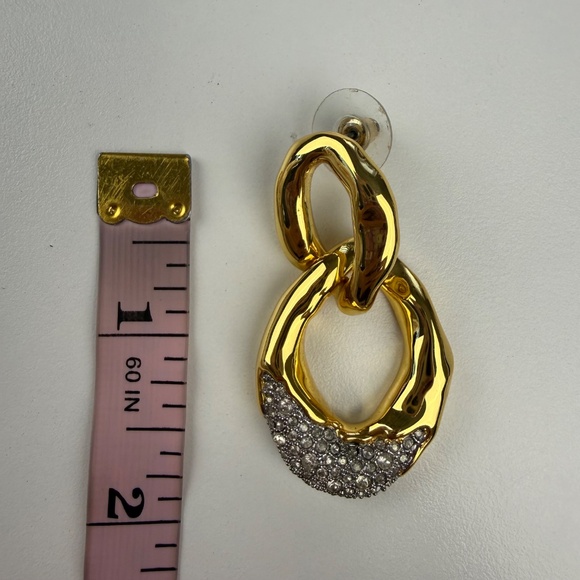 Alexis Bittar Womens Solanales Large 14K Gold Plated Crystal Link Drop Earrings - Picture 10 of 10